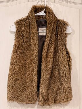 Abercrombie & Fitch Brown Faux Fur Vest